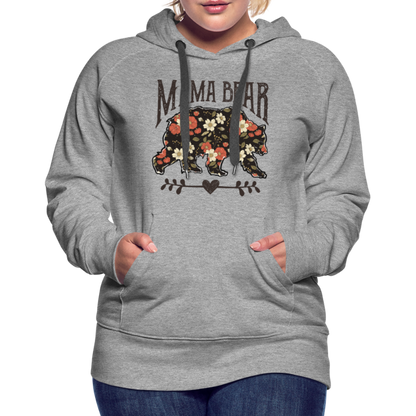 Mama Bear Floral Premium Hoodie - heather grey