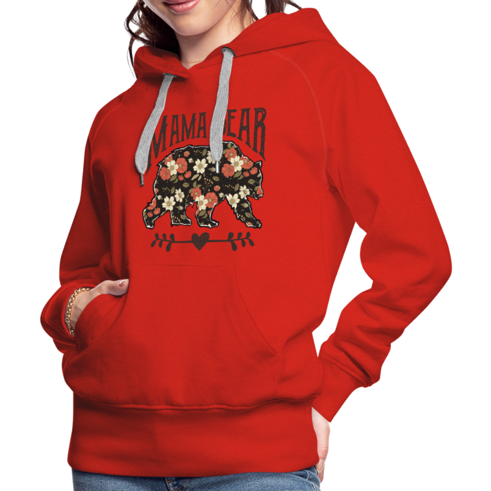 Mama Bear Floral Premium Hoodie - red