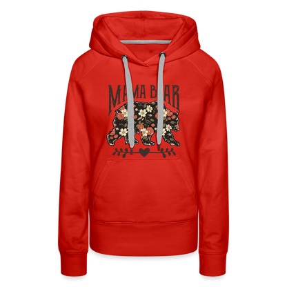 Mama Bear Floral Premium Hoodie - red