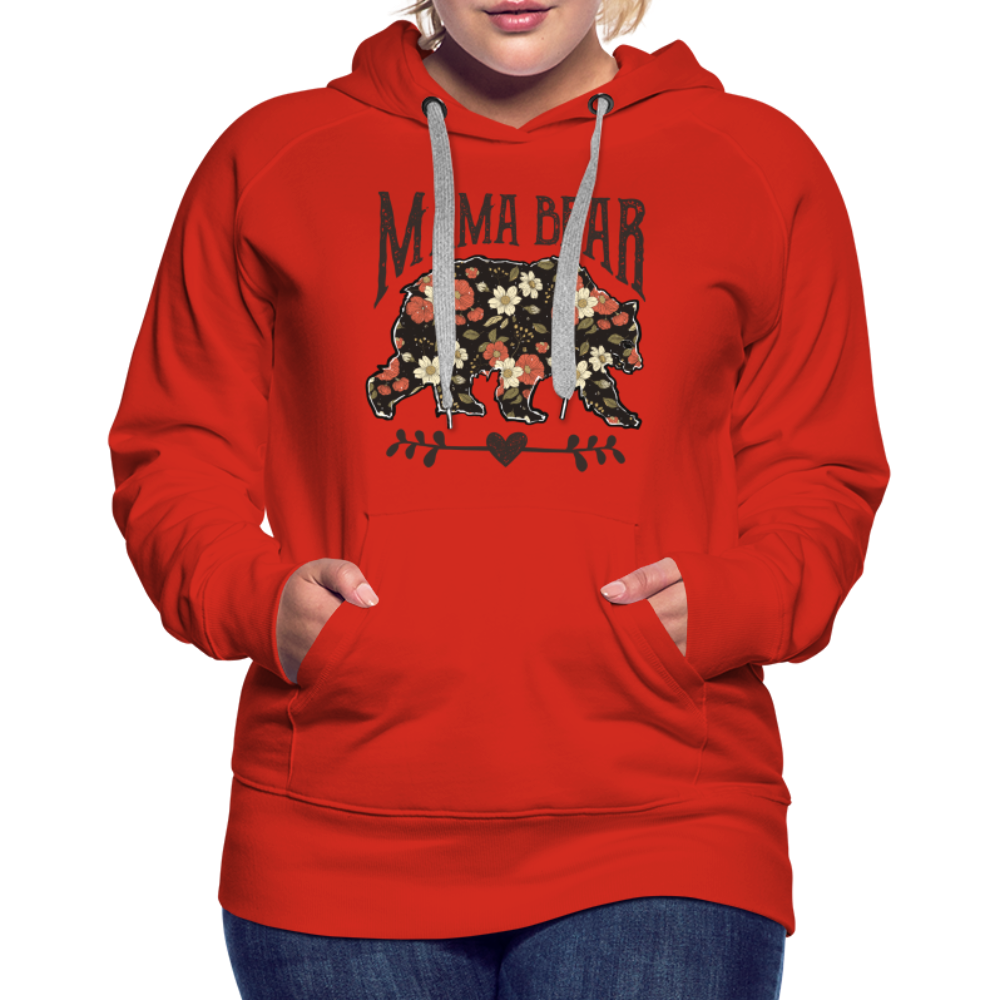 Mama Bear Floral Premium Hoodie - red