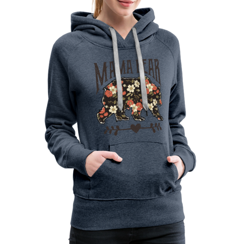 Mama Bear Floral Premium Hoodie - heather denim