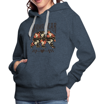 Mama Bear Floral Premium Hoodie - heather denim