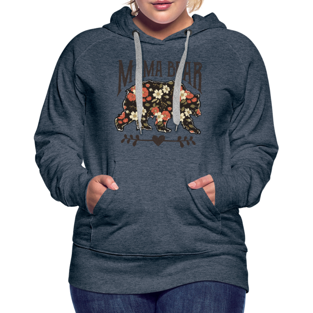 Mama Bear Floral Premium Hoodie - heather denim