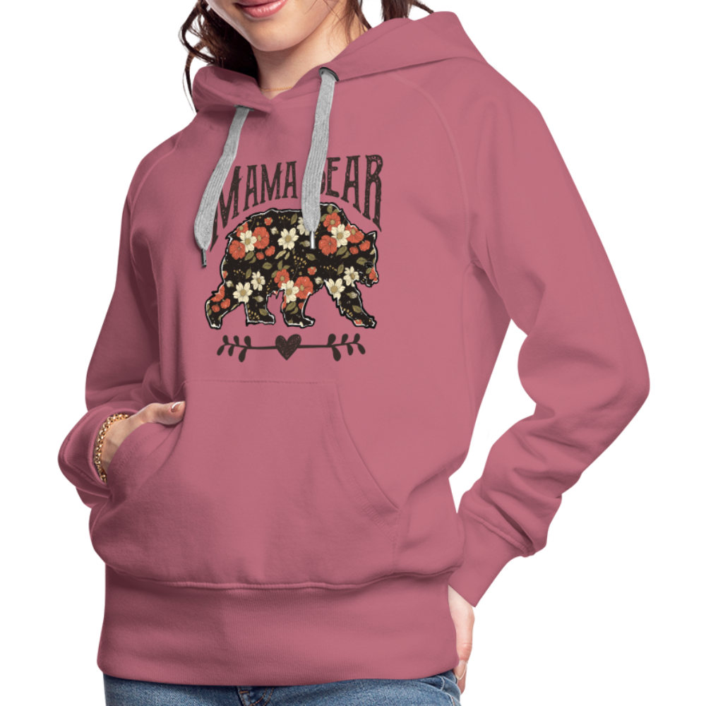 Mama Bear Floral Premium Hoodie - mauve