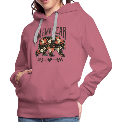 Mama Bear Floral Premium Hoodie - mauve