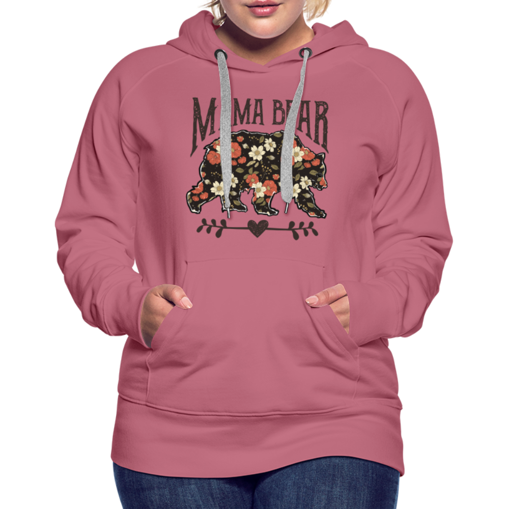 Mama Bear Floral Premium Hoodie - mauve