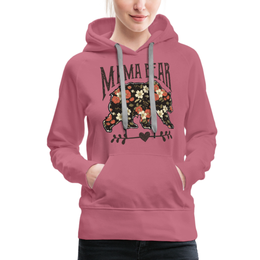 Mama Bear Floral Premium Hoodie - mauve