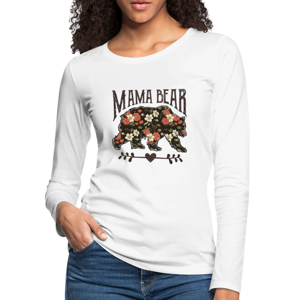 Mama Bear Floral Women's Premium Long Sleeve T-Shirt - white