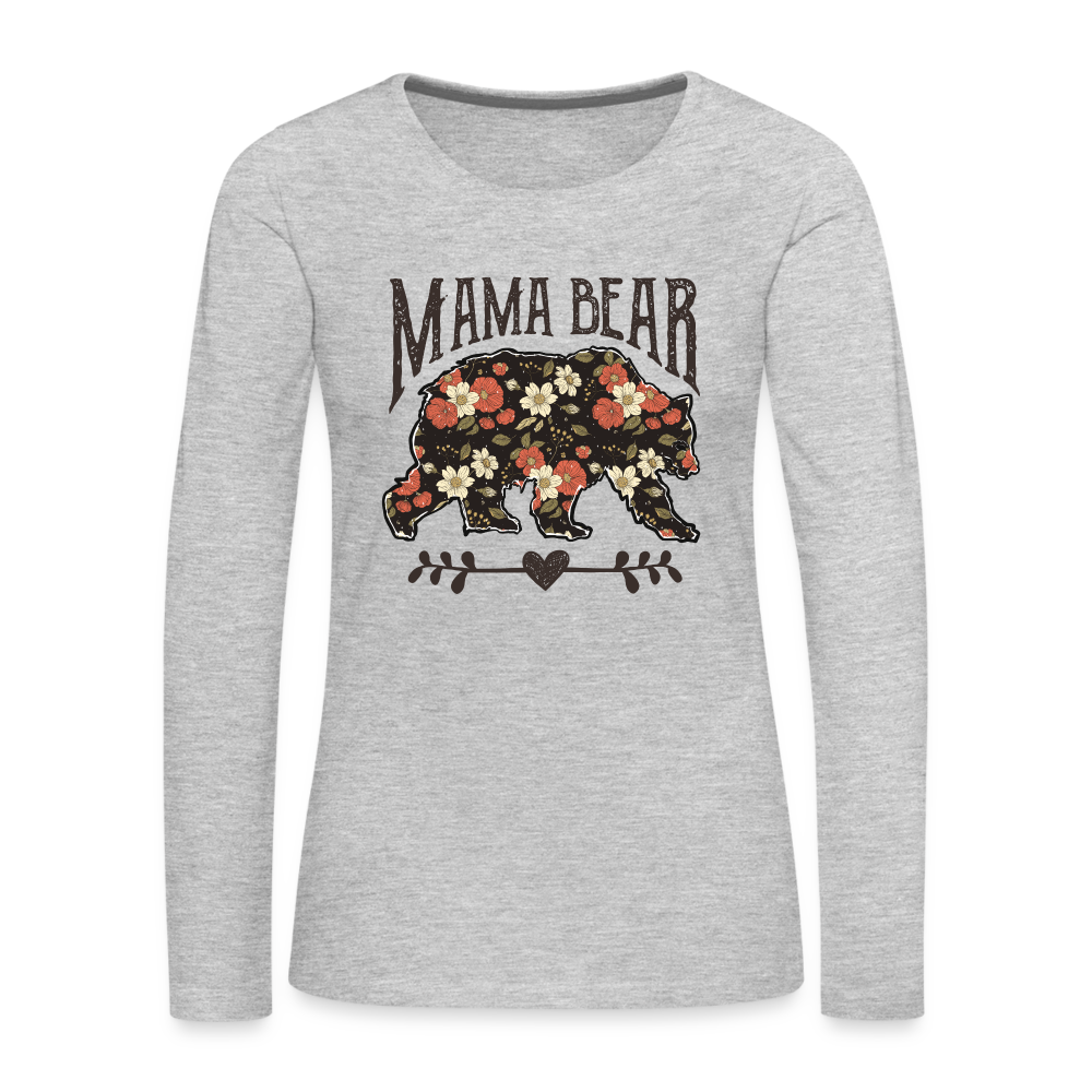 Mama Bear Floral Women's Premium Long Sleeve T-Shirt - heather gray