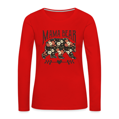 Mama Bear Floral Women's Premium Long Sleeve T-Shirt - red
