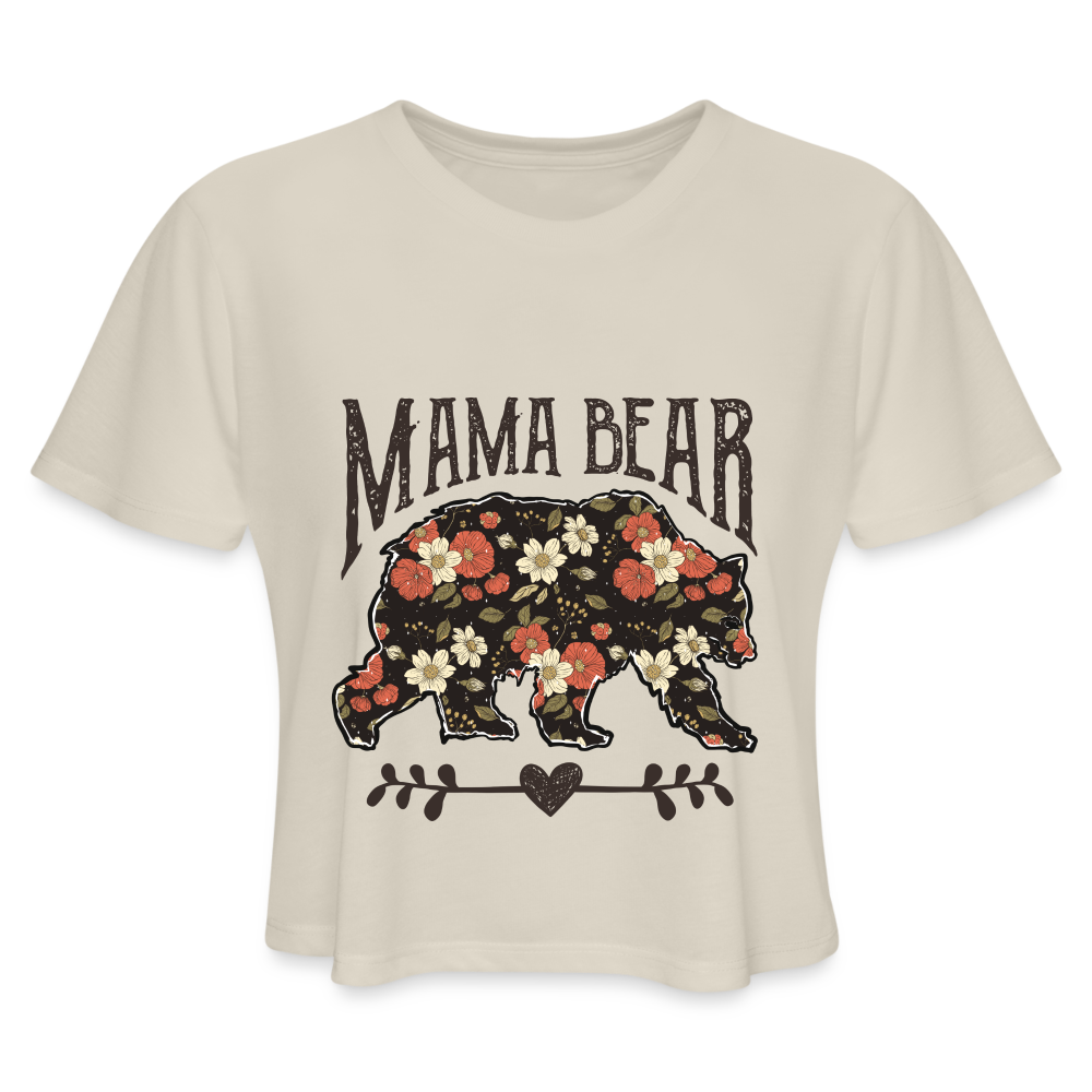 Mama Bear Floral Cropped T-Shirt - dust