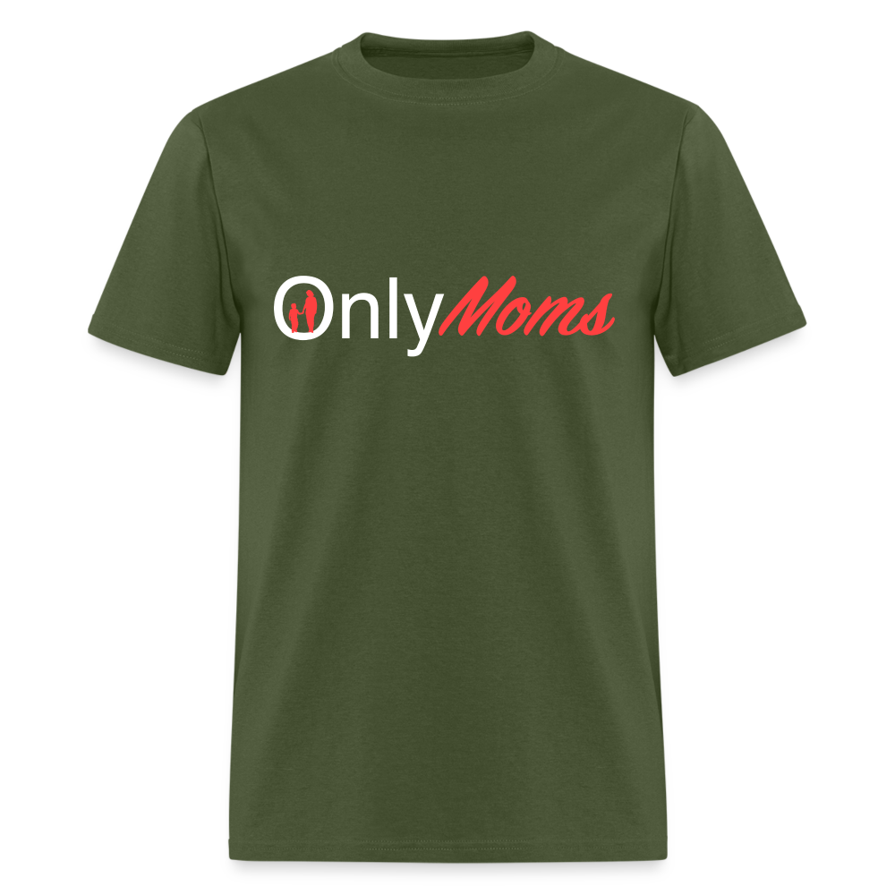 OnlyMoms Classic T-Shirt (White and Pink Letters) - military green