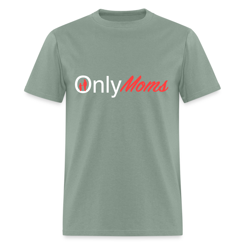 OnlyMoms Classic T-Shirt (White and Pink Letters) - sage