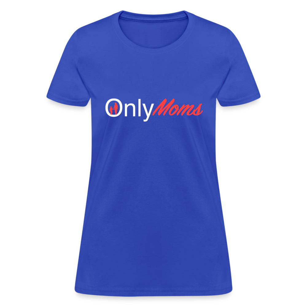 OnlyMoms Contoured T-Shirt (White and Pink Letters) - royal blue
