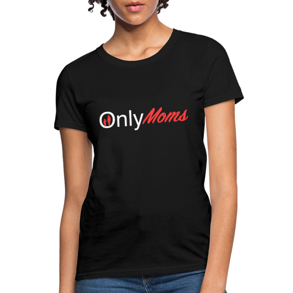 OnlyMoms Contoured T-Shirt (White and Pink Letters) - black