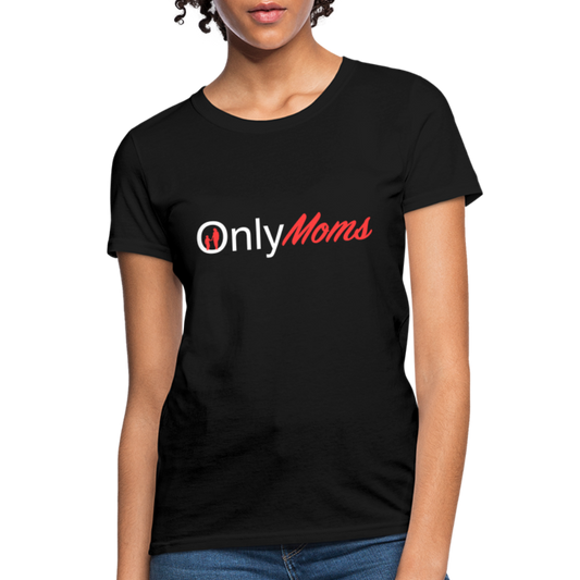 OnlyMoms Contoured T-Shirt (White and Pink Letters) - black