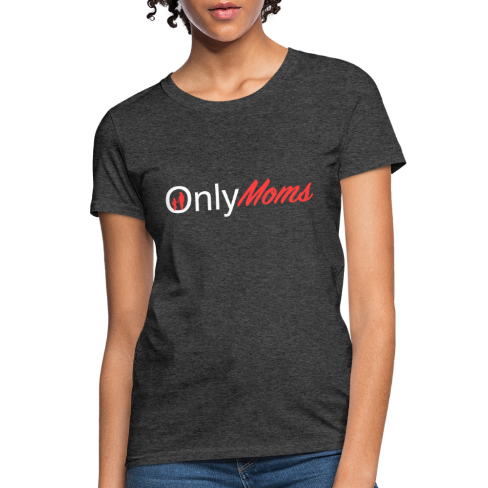 OnlyMoms Contoured T-Shirt (White and Pink Letters) - heather black