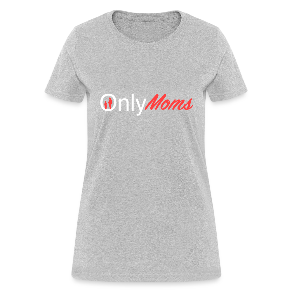 OnlyMoms Contoured T-Shirt (White and Pink Letters) - heather gray