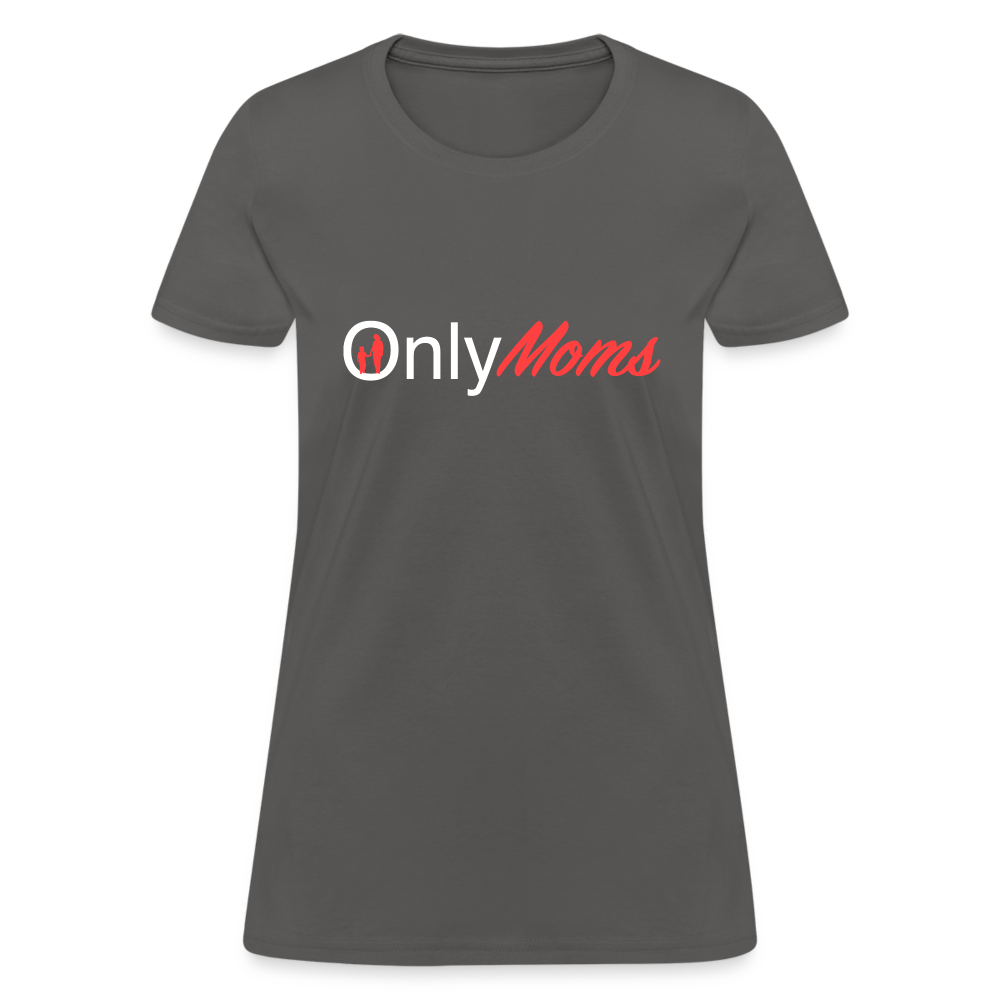 OnlyMoms Contoured T-Shirt (White and Pink Letters) - charcoal