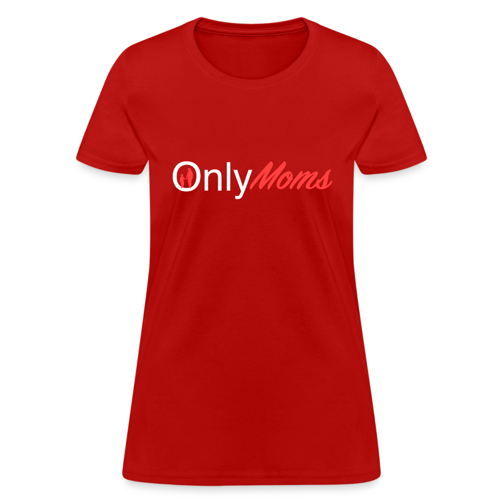 OnlyMoms Contoured T-Shirt (White and Pink Letters) - red