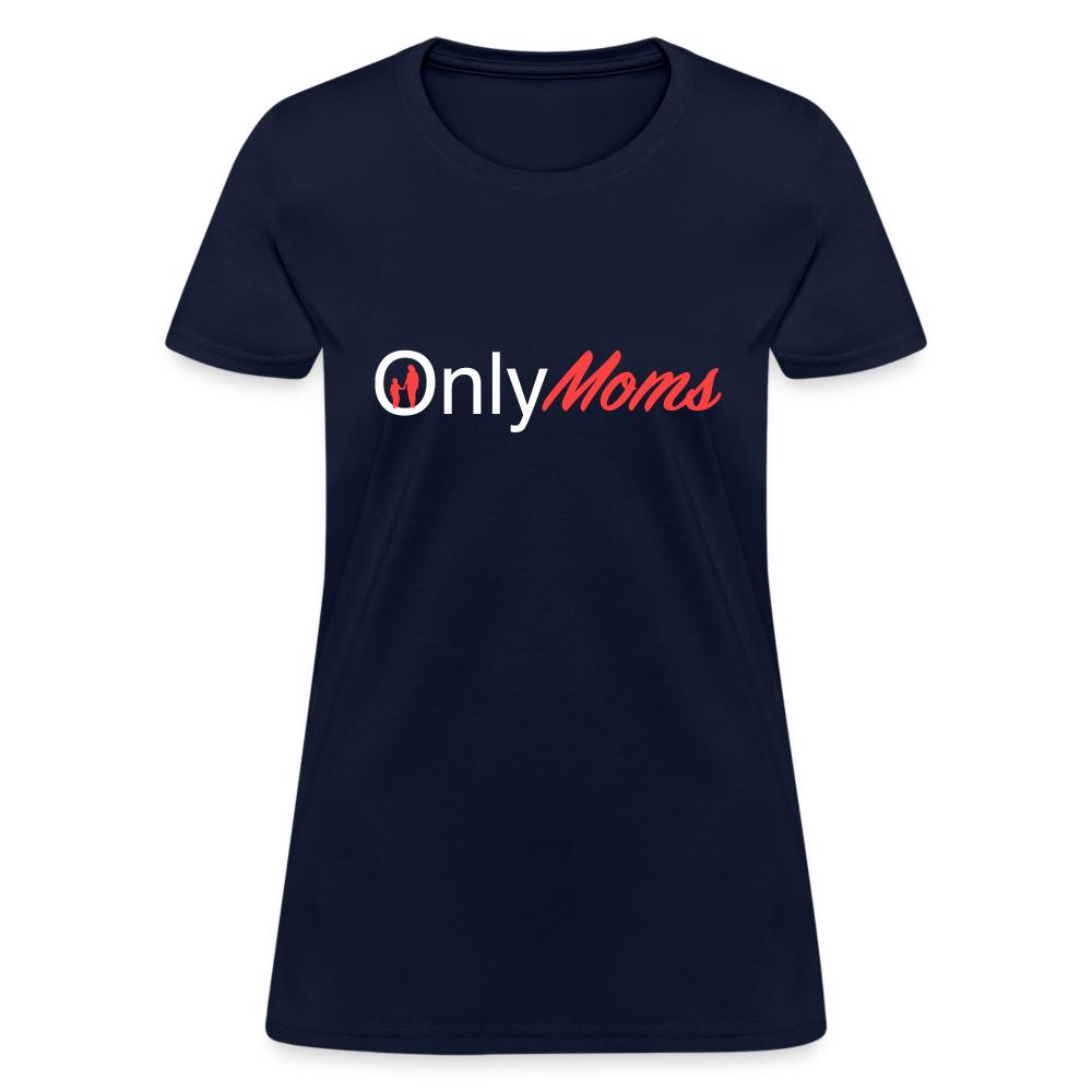 OnlyMoms Contoured T-Shirt (White and Pink Letters) - navy