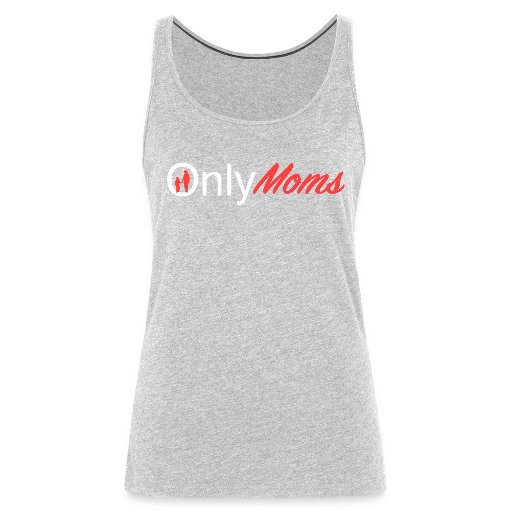 OnlyMoms Premium Tank Top (White and Pink Letters) - heather gray