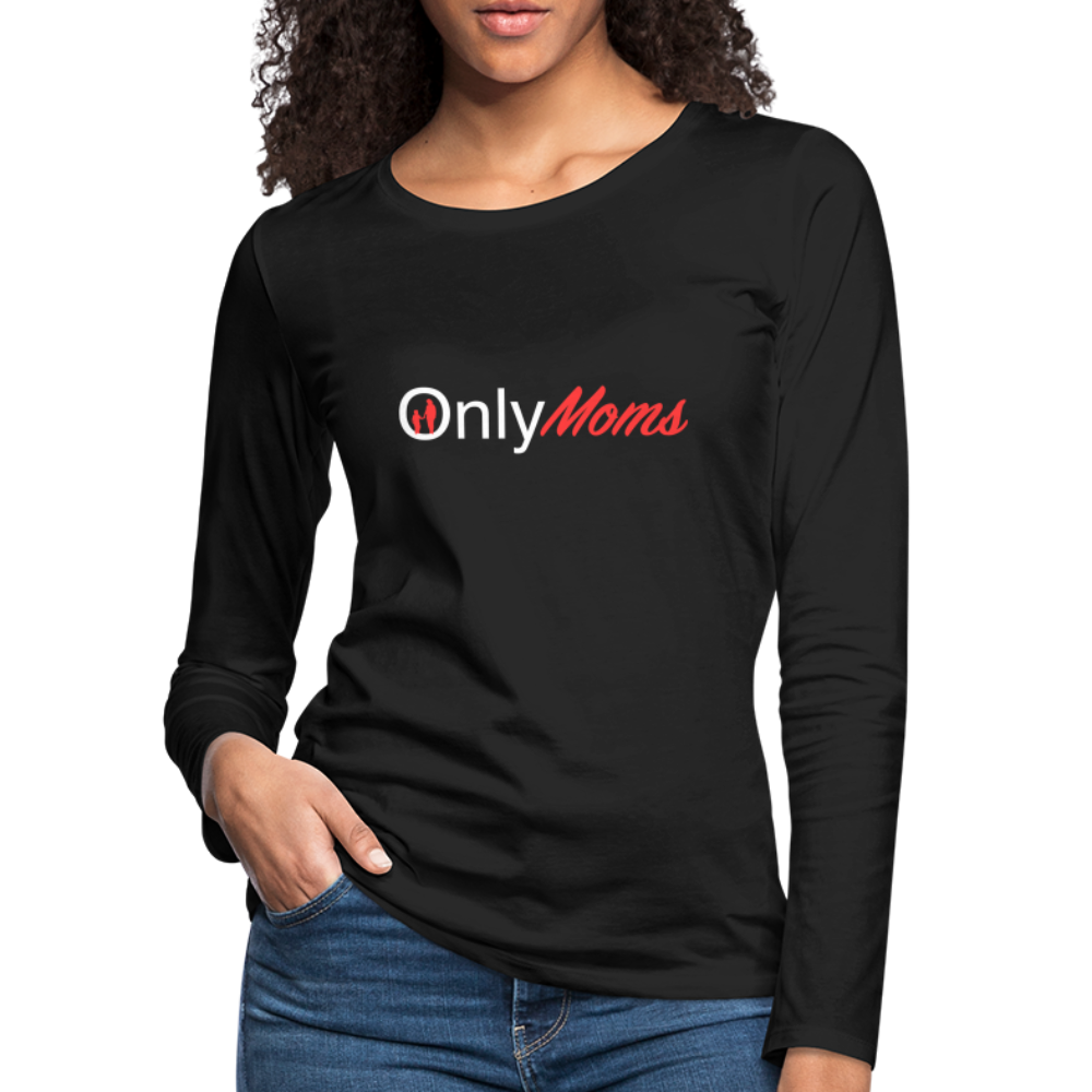 OnlyMoms Premium Long Sleeve T-Shirt (White and Pink Letters) - black