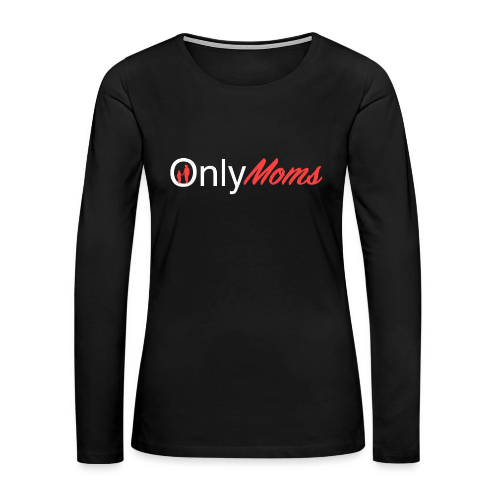 OnlyMoms Premium Long Sleeve T-Shirt (White and Pink Letters) - black