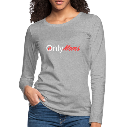 OnlyMoms Premium Long Sleeve T-Shirt (White and Pink Letters) - heather gray