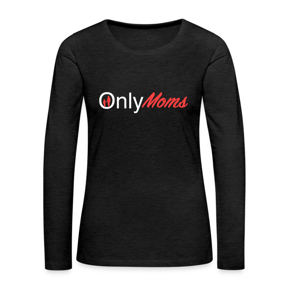 OnlyMoms Premium Long Sleeve T-Shirt (White and Pink Letters) - charcoal grey