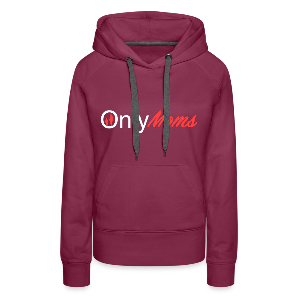 OnlyMoms Premium Hoodie (White and Pink Letters) - burgundy