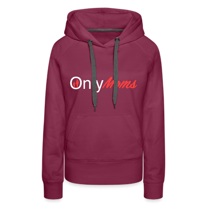 OnlyMoms Premium Hoodie (White and Pink Letters) - burgundy