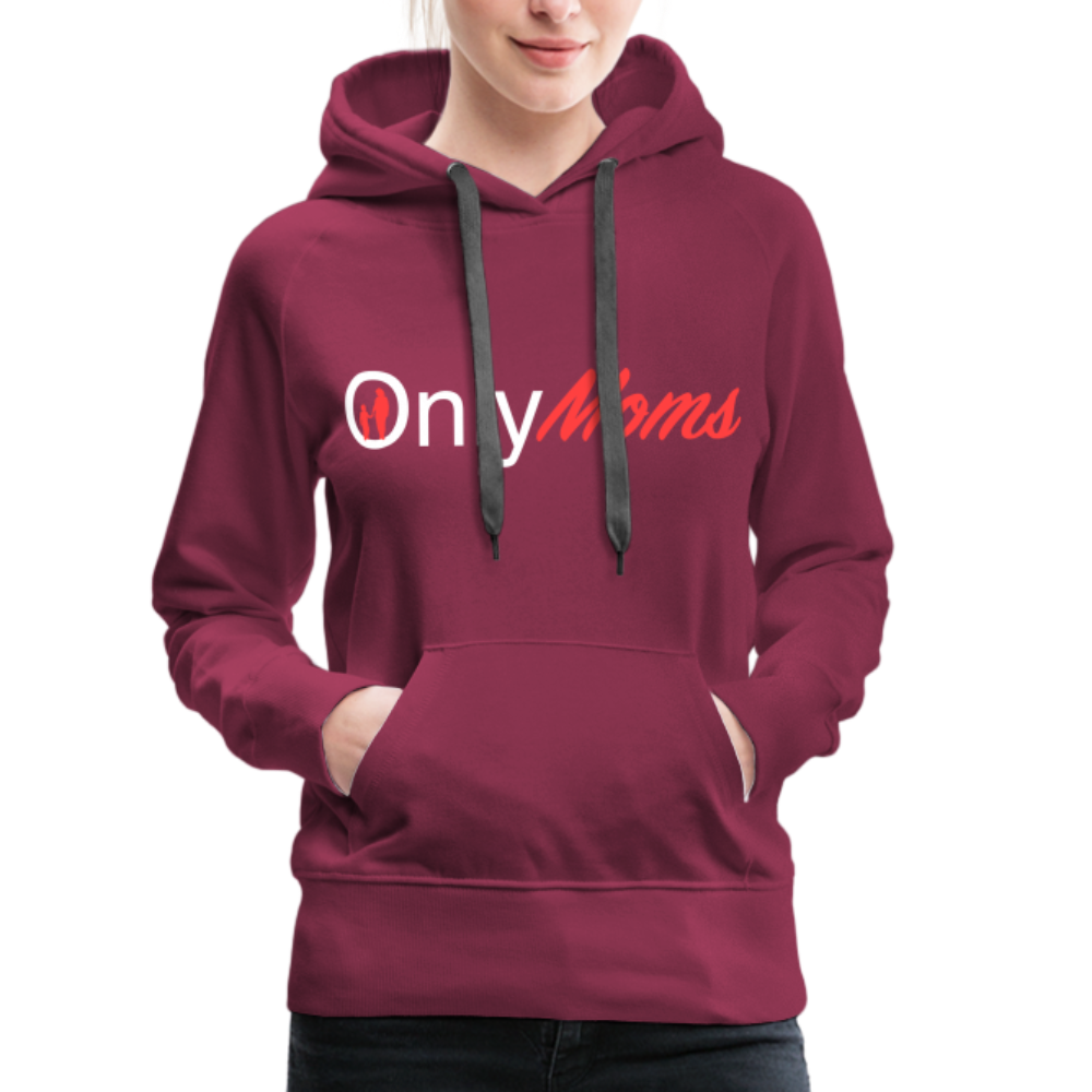 OnlyMoms Premium Hoodie (White and Pink Letters) - burgundy