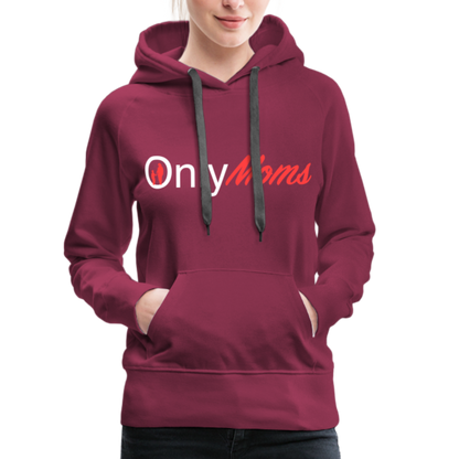 OnlyMoms Premium Hoodie (White and Pink Letters) - burgundy