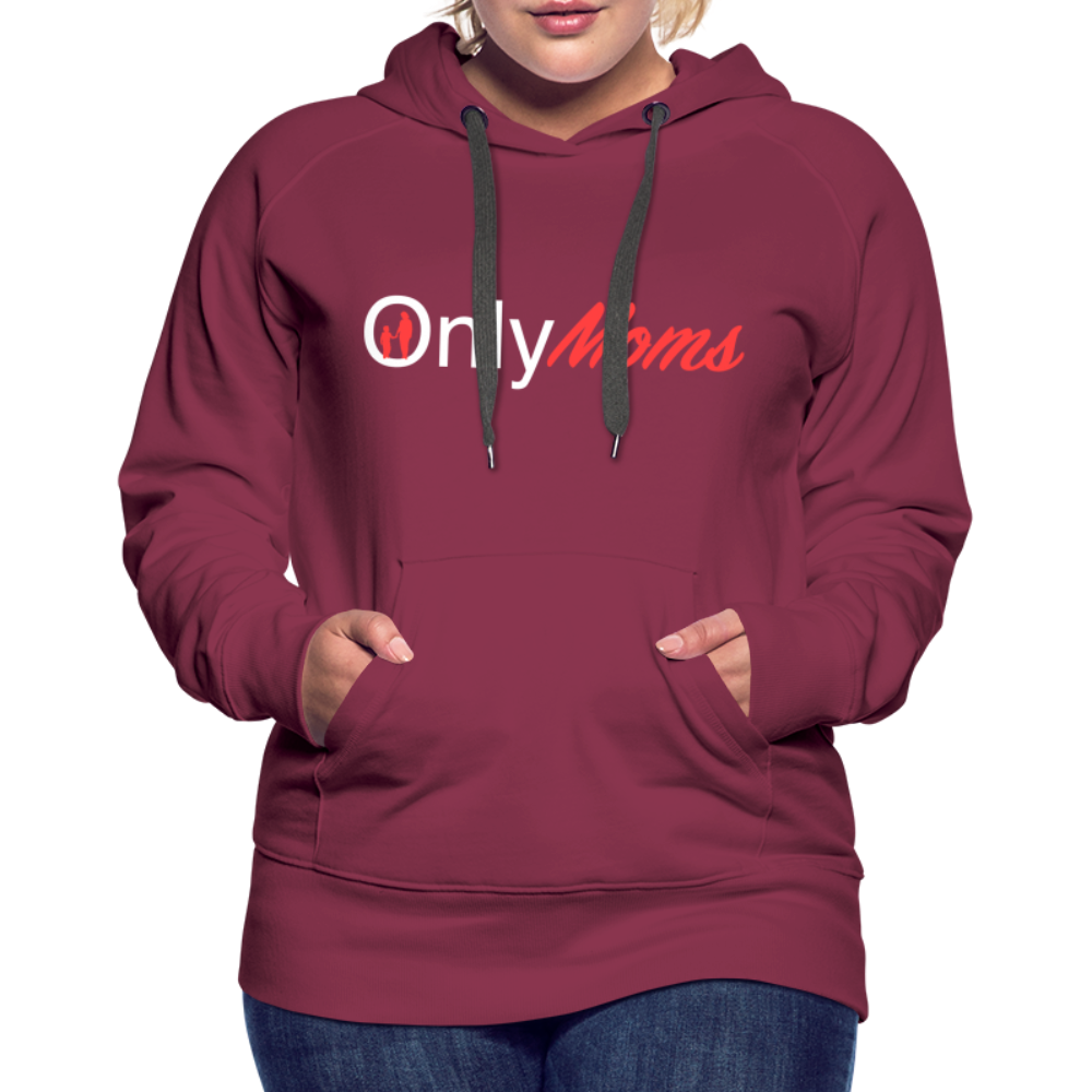 OnlyMoms Premium Hoodie (White and Pink Letters) - burgundy