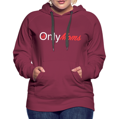 OnlyMoms Premium Hoodie (White and Pink Letters) - burgundy