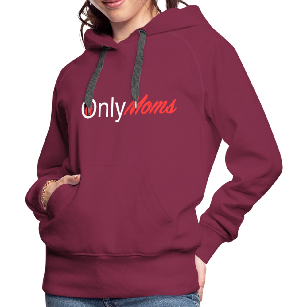 OnlyMoms Premium Hoodie (White and Pink Letters) - burgundy