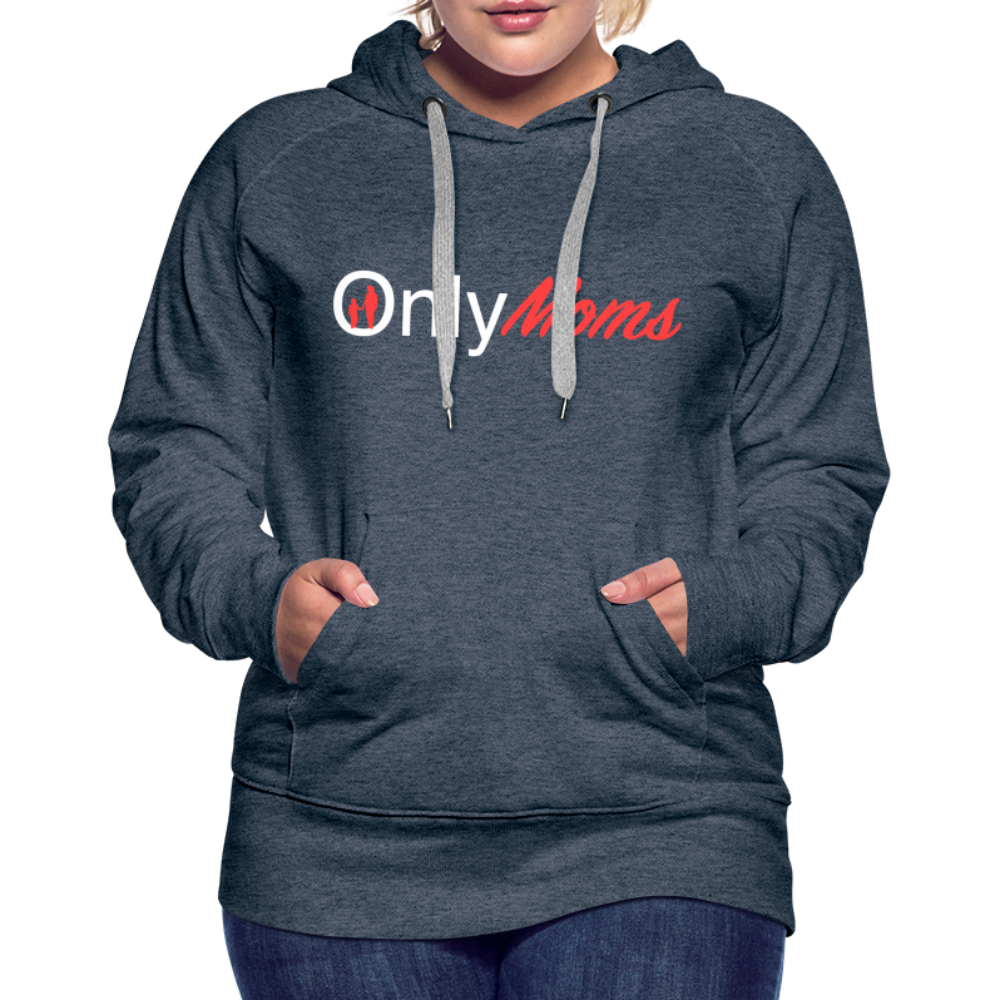 OnlyMoms Premium Hoodie (White and Pink Letters) - heather denim