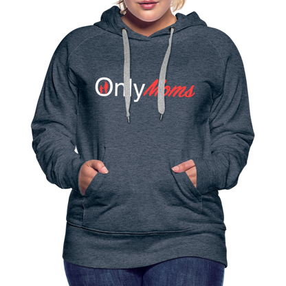 OnlyMoms Premium Hoodie (White and Pink Letters) - heather denim