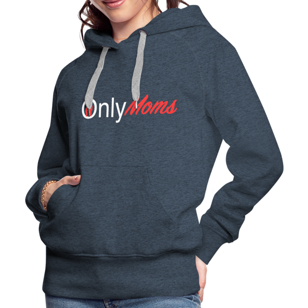 OnlyMoms Premium Hoodie (White and Pink Letters) - heather denim
