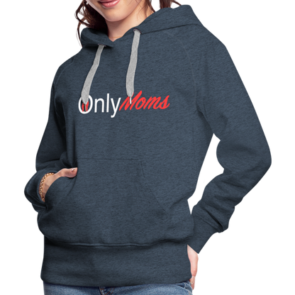 OnlyMoms Premium Hoodie (White and Pink Letters) - heather denim