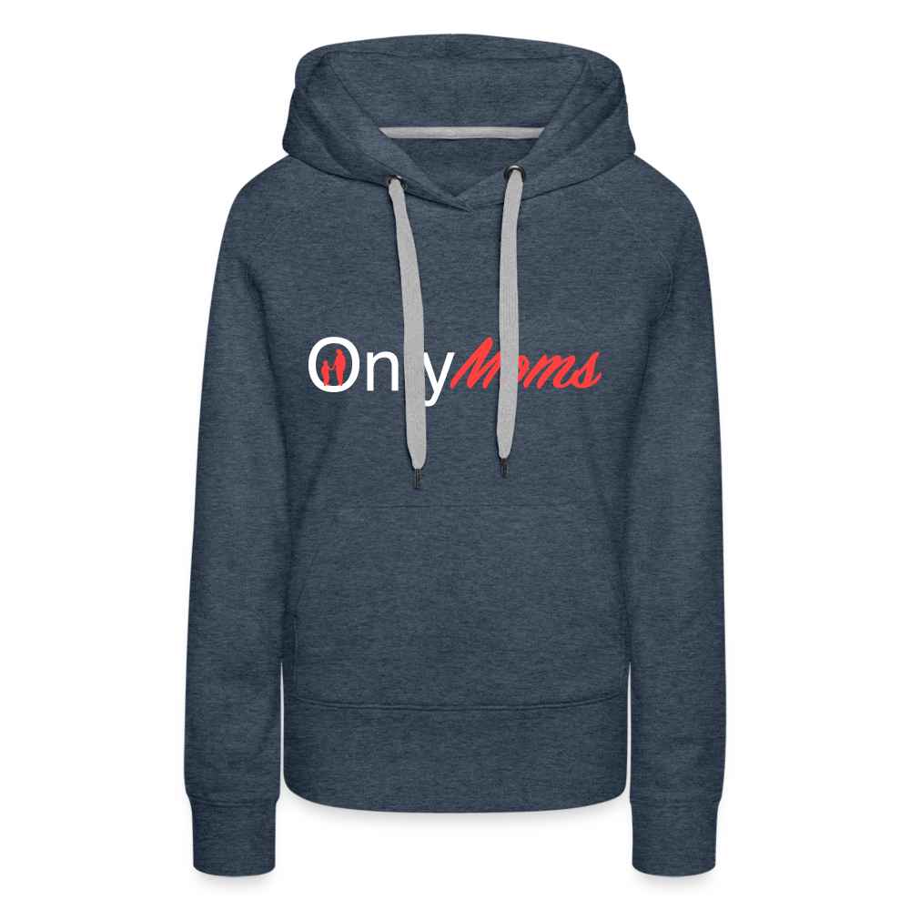 OnlyMoms Premium Hoodie (White and Pink Letters) - heather denim