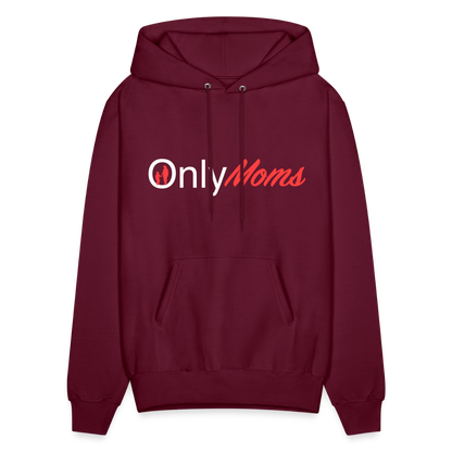 OnlyMoms Hoodie (White and Pink Letters) - burgundy