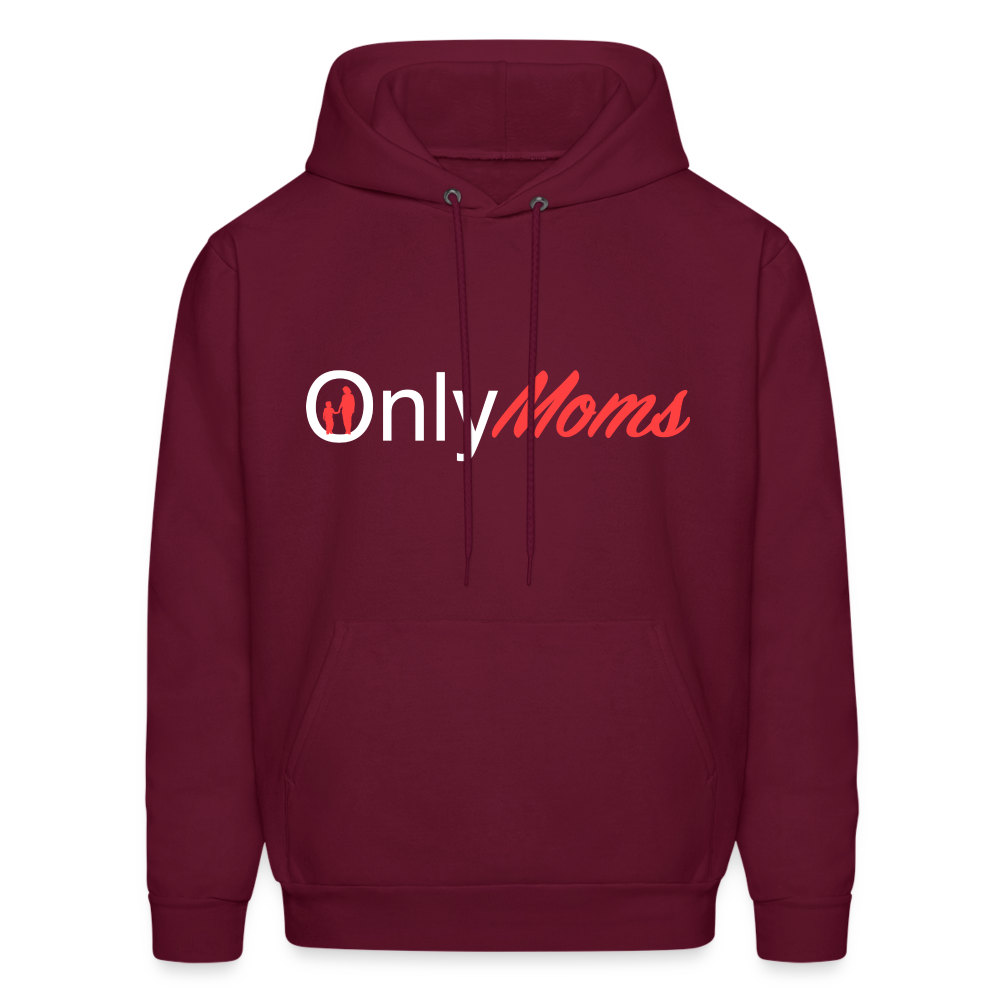 OnlyMoms Hoodie (White and Pink Letters) - burgundy