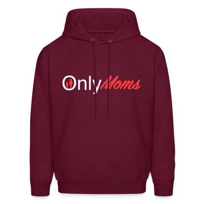 OnlyMoms Hoodie (White and Pink Letters) - burgundy