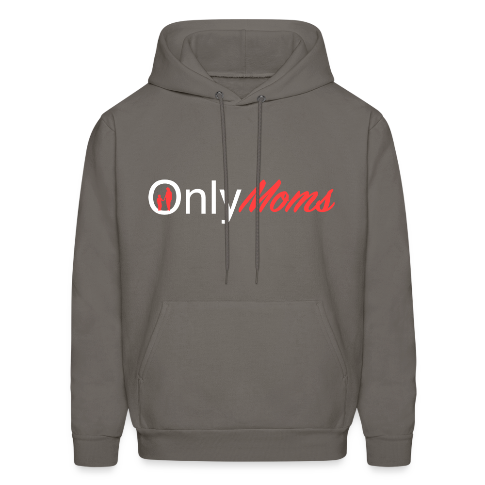 OnlyMoms Hoodie (White and Pink Letters) - asphalt gray