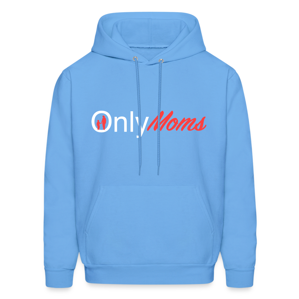 OnlyMoms Hoodie (White and Pink Letters) - carolina blue