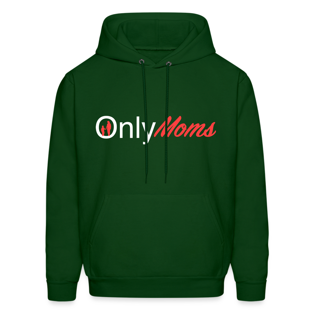 OnlyMoms Hoodie (White and Pink Letters) - forest green