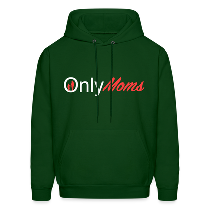 OnlyMoms Hoodie (White and Pink Letters) - forest green