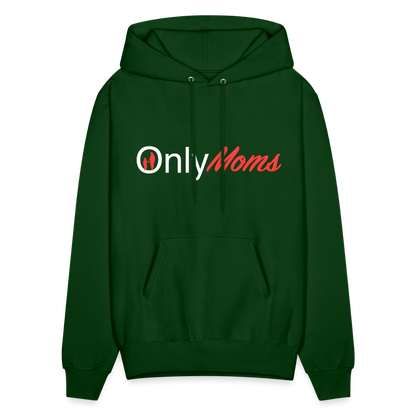 OnlyMoms Hoodie (White and Pink Letters) - forest green